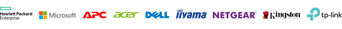 Microsoft, Hewlett Packard Enterprise, HPE, HP, NETGEAR, iiyama, APS, Acer, Dell, Kingston, TP-link